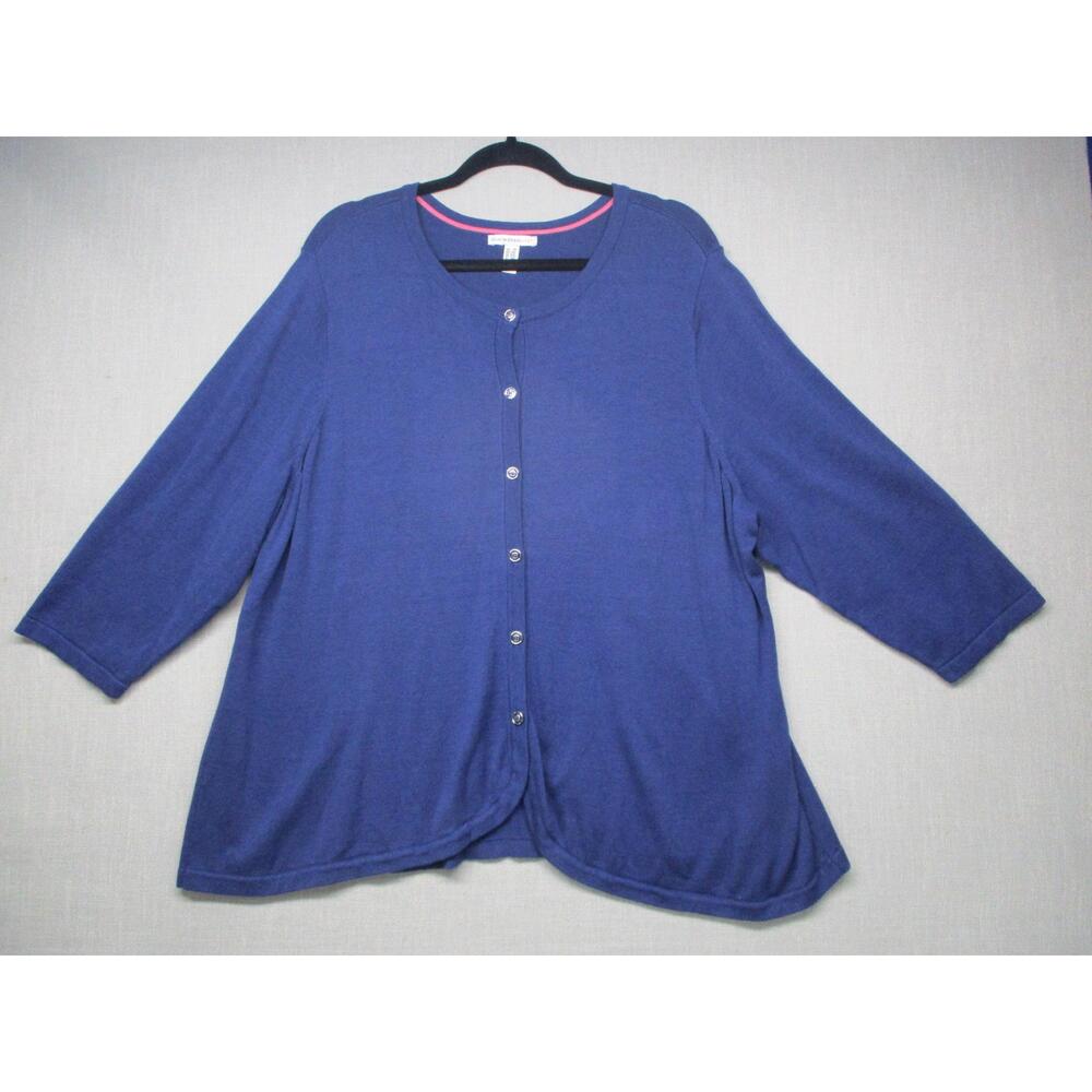 ISAACMIZRAHILIVE! Blue Open Front Knit Cardigan Sweater Womens Size‎ 1X